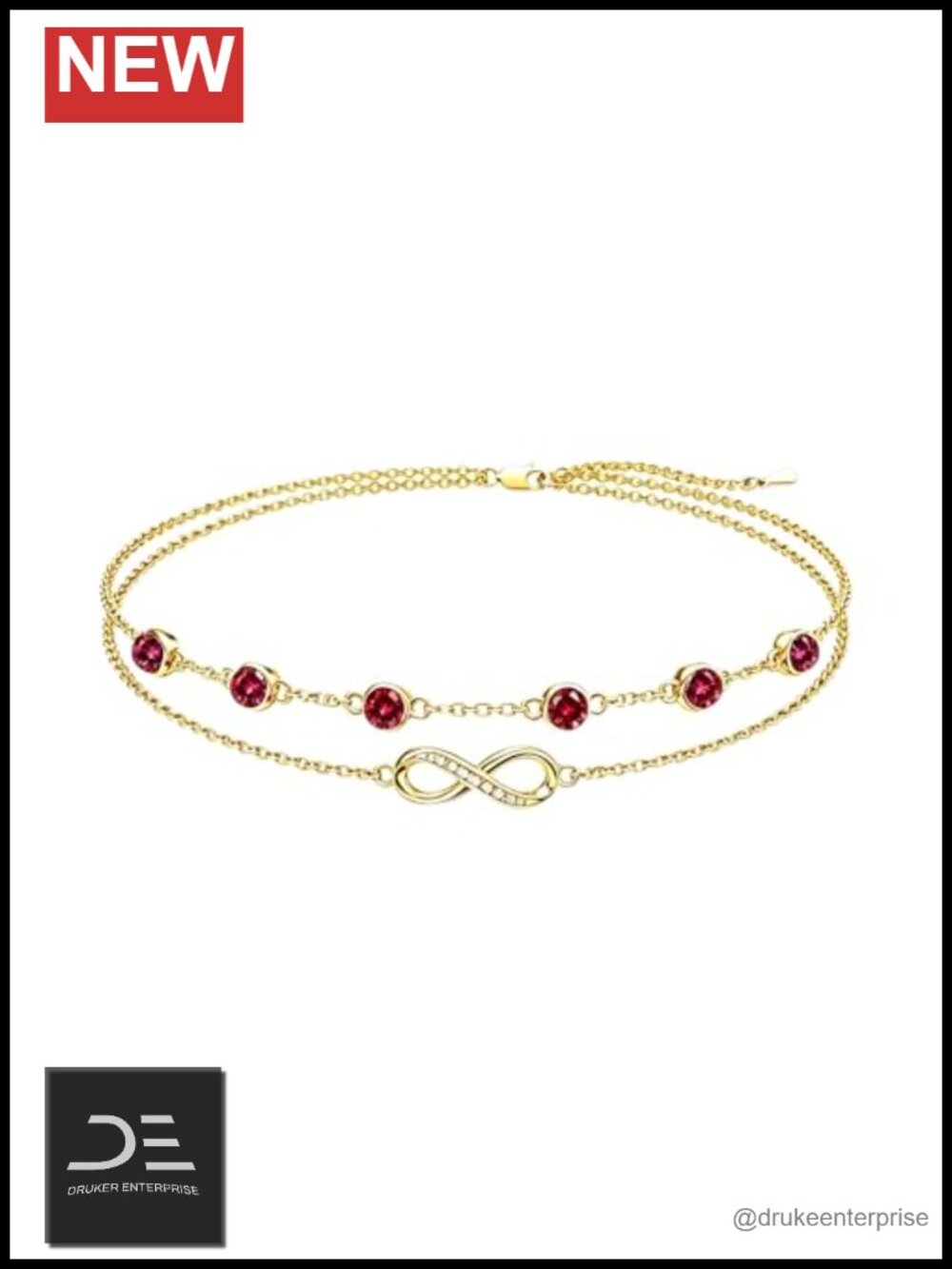 Gold Infinity Gemstone Anklet Bracelet Birthstone Gift